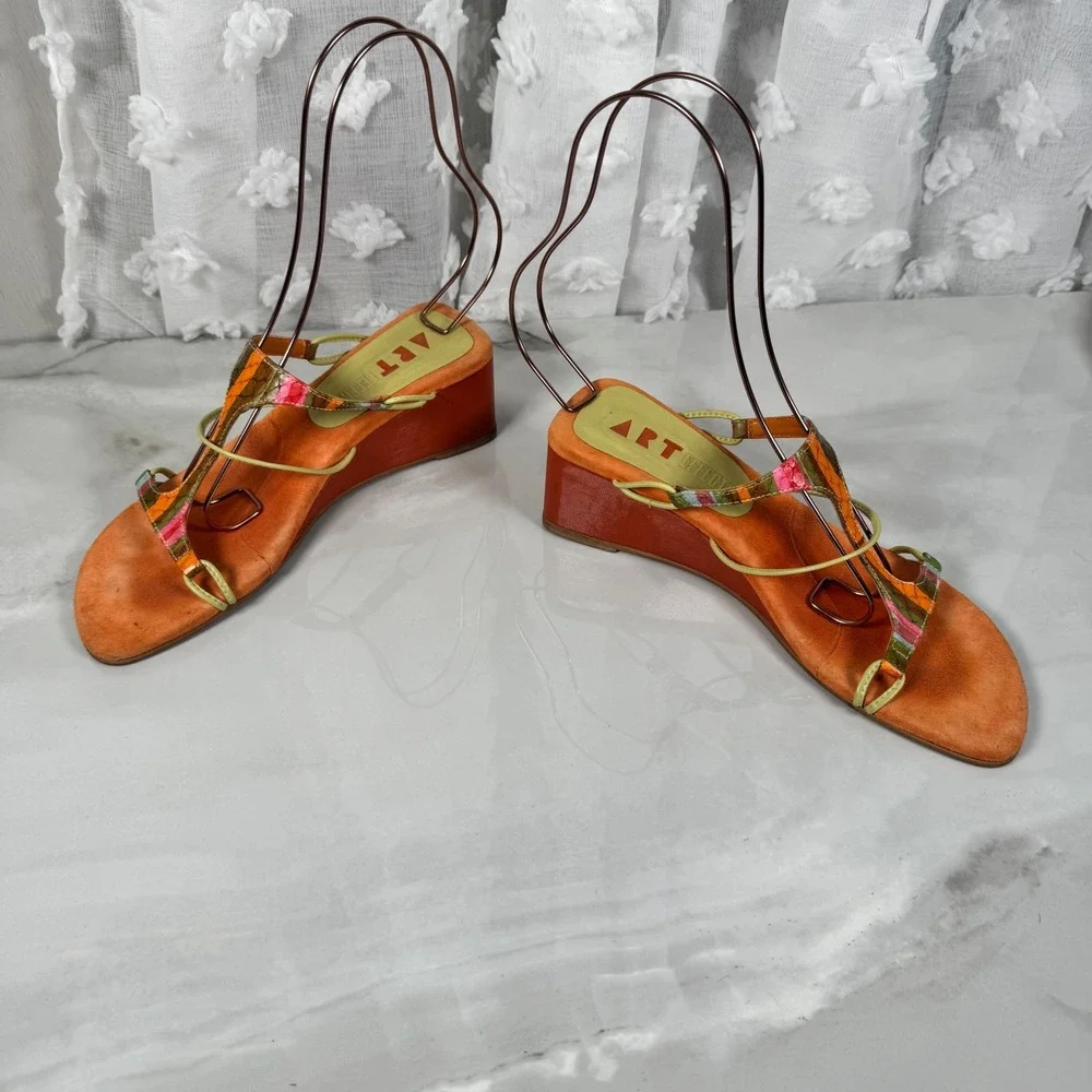 Y2K Strappy Wedge Slide‎ Sandals Funky Snakeskin Maximalist Costume Brazil 7